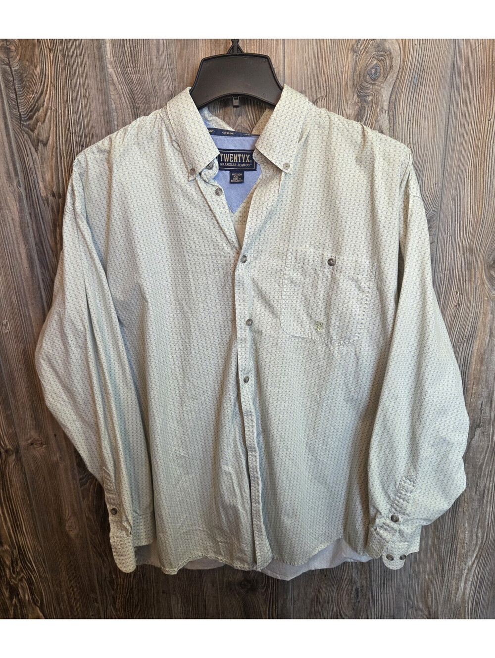 Wrangler 20X Rodeo L/S Shirt Men 2XL Light Green Geometric Western Cowboy Ranch